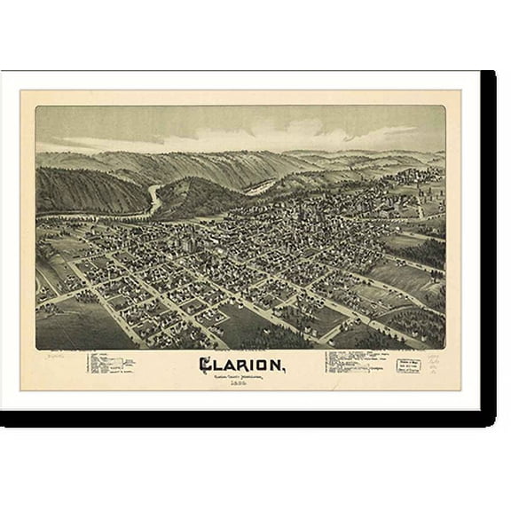Historic Print, PA Clarion 1896 MAP, 16" x 20"