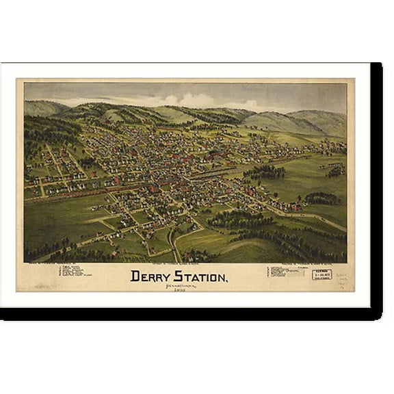 Historic Print, PA Derry Station 1900 MAP, 16" x 20"
