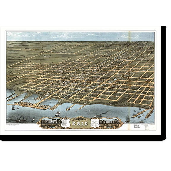 Historic Print, PA Erie 1870 MAP, 16" x 20"