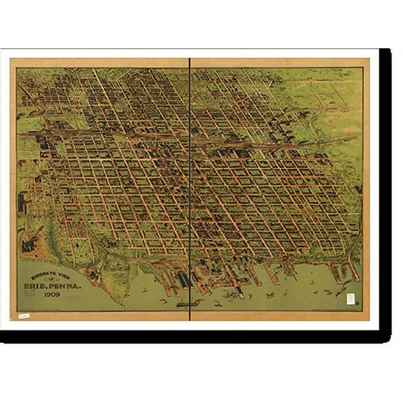 Historic Print, PA Erie 1909 MAP, 16" x 20"