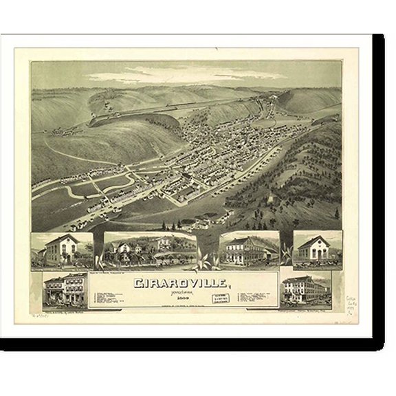 Historic Print, PA Girardville 1889 MAP, 16" x 20"