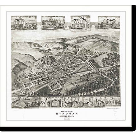 Historic Print, PA Hyndman 1906 MAP, 16" x 20"