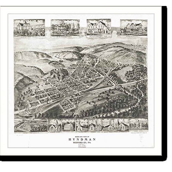 Historic Print, PA Hyndman 1906 MAP, 16" x 20"