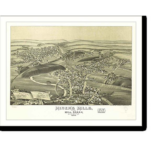 Historic Print, PA Miner's Mills 1892 MAP, 16" x 20"