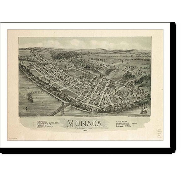 Historic Print, PA Monaca 1900 MAP, 16" x 20"