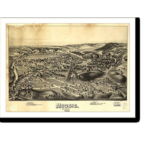 Historic Print, PA Moosic 1892 MAP, 16" x 20"