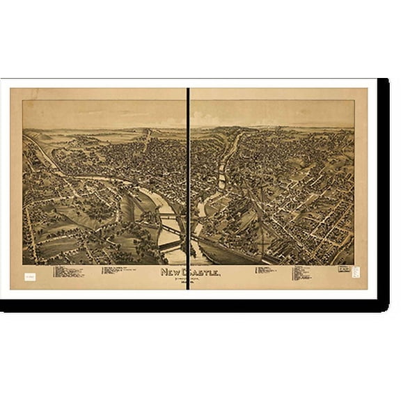 Historic Print, PA New Castle 1896 MAP, 16" x 20"