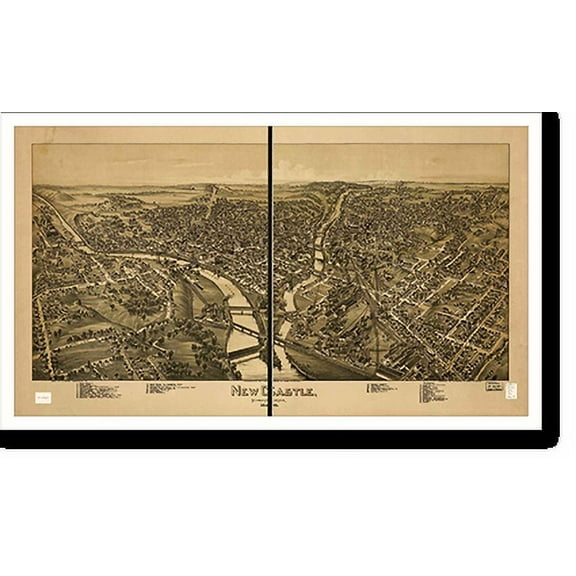 Historic Print, PA New Castle 1896 MAP, 18" x 24"