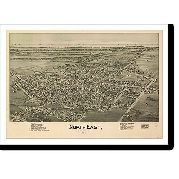 Historic Print, PA North East 1896 MAP, 16" x 20"