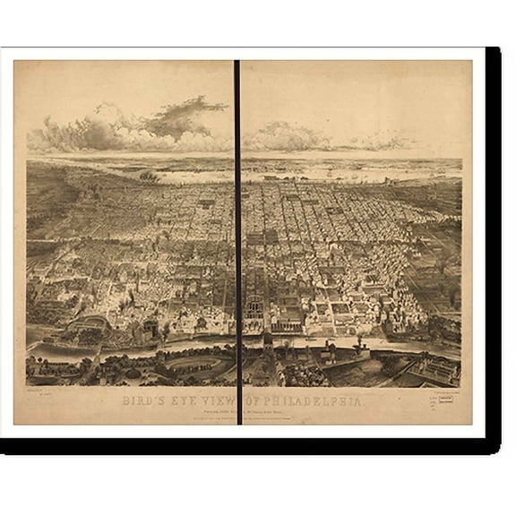 Historic Print, PA Philadelphia 1857 MAP, 18" x 24"