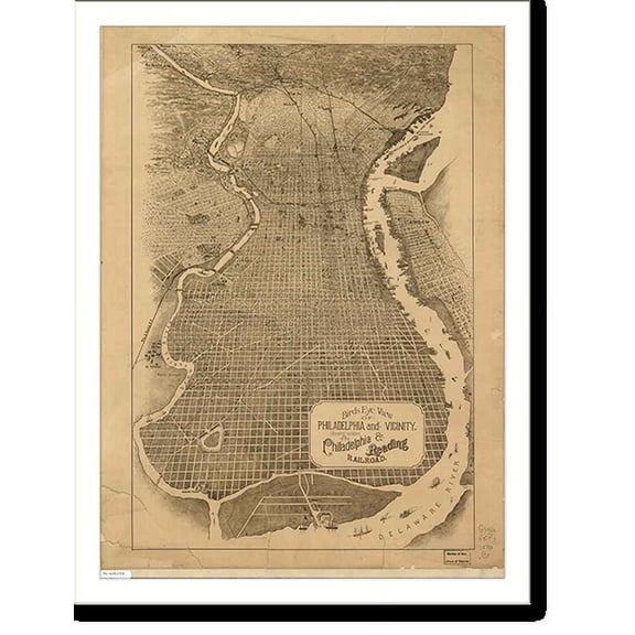 Historic Print, PA Philadelphia 1870 MAP, 18" x 24"