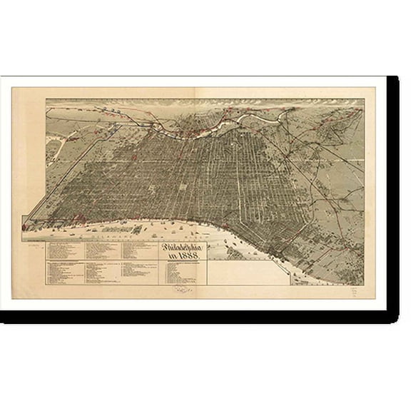 Historic Print, PA Philadelphia 1888 MAP, 16" x 20"