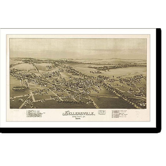 Historic Print, PA Sellersville 1894 MAP, 16" x 20"