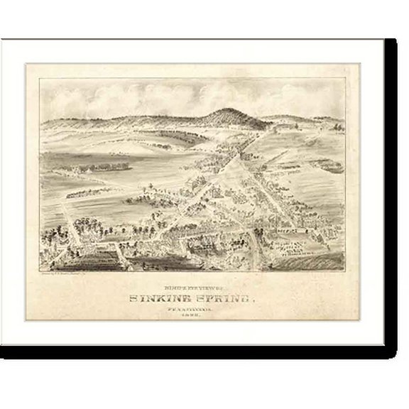 Historic Print, PA Sinking Spring 1898 MAP, 16" x 20"