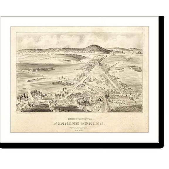 Historic Print, PA Sinking Spring 1898 MAP, 18" x 24"
