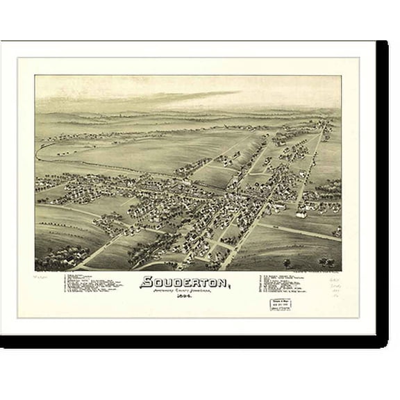 Historic Print, PA Souderton 1894 MAP, 16" x 20"
