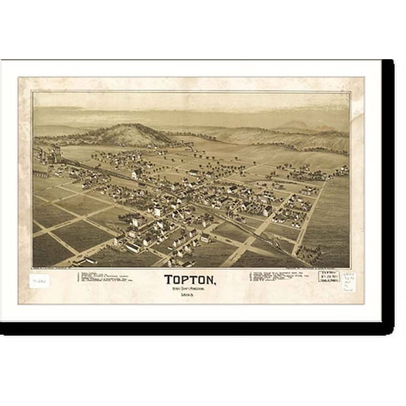 Historic Print, PA Topton 1893 MAP, 16" x 20"