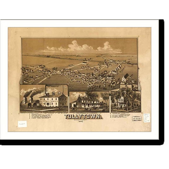 Historic Print, PA Tullytown 1887 MAP, 16" x 20"