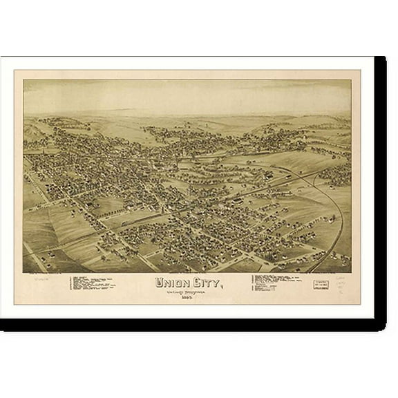Historic Print, PA Union City 1895 MAP, 16" x 20"
