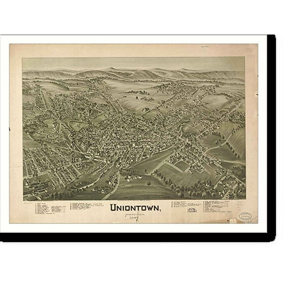 Historic Print, PA Uniontown 1897 MAP, 16" x 20"