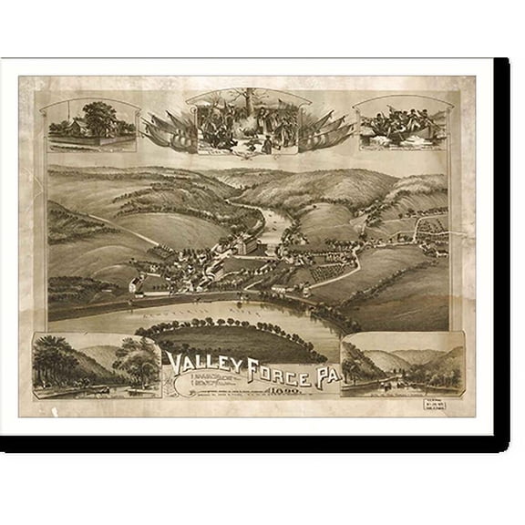 Historic Print, PA Valley Forge 1890 MAP, 16" x 20"