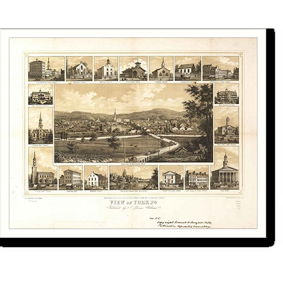 Historic Print, PA York 1852 MAP, 16" x 20"