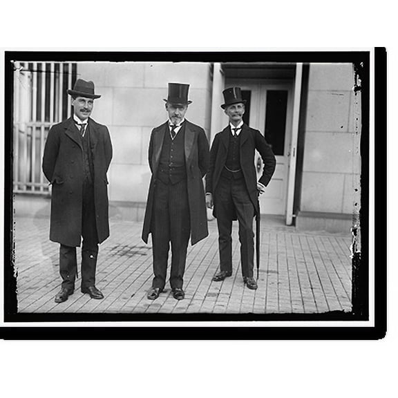 Historic Print, PAISH, SIR GEORGE. OF GREAT BRITAIN. WRITER ON RAILROADS IN U.S. RIGHT, WITH AMBASSADOR SPRING-RICE, CENTER, AND BASIL BLACKETT - 2, 16" x 20"