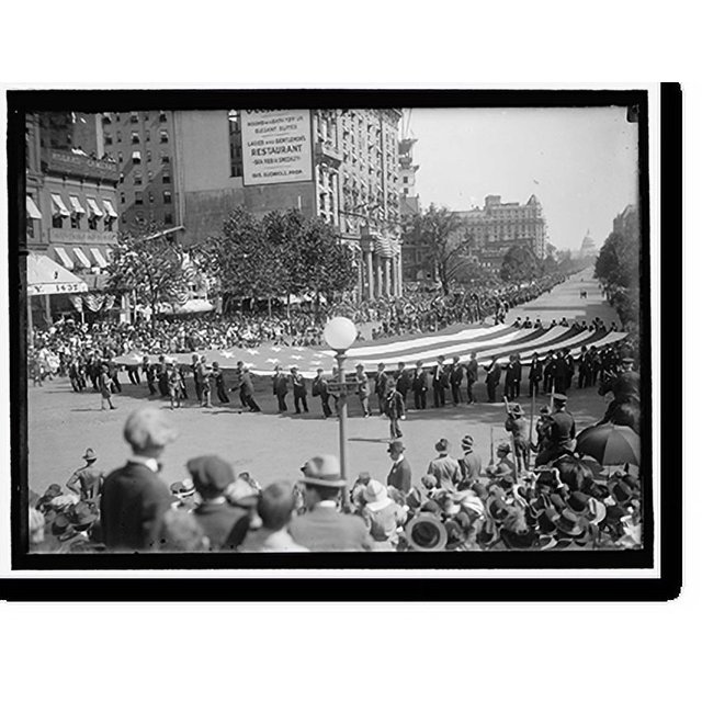 Historic Print, PARADE ON PENNSYLVANIA AVE. HUGE FLAG, 16" x 20"