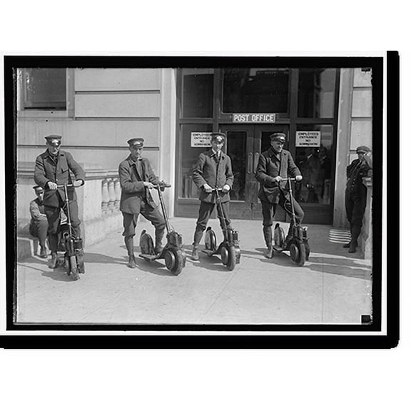 Historic Print, POST OFFICE. POSTMEN ON SCOOTERS, 18" x 24"