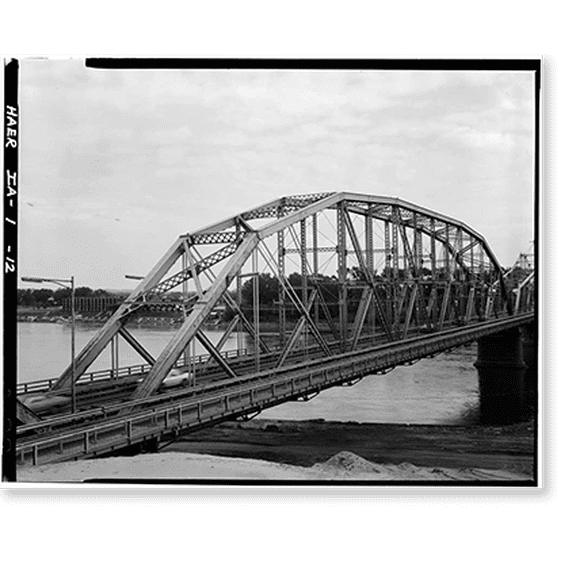Historic Print, Pacific Shortline Bridge, U.S. Route 20, spanning Missouri River, Sioux City, Woodbury County, IA - 12, 16" x 20"
