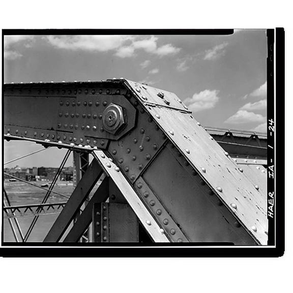 Historic Print, Pacific Shortline Bridge, U.S. Route 20, spanning Missouri River, Sioux City, Woodbury County, IA - 24, 16" x 20"
