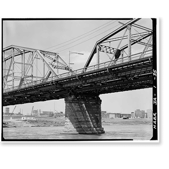 Historic Print, Pacific Shortline Bridge, U.S. Route 20, spanning Missouri River, Sioux City, Woodbury County, IA - 35, 16" x 20"