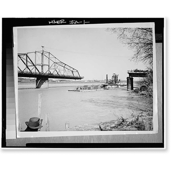 Historic Print, Pacific Shortline Bridge, U.S. Route 20, spanning Missouri River, Sioux City, Woodbury County, IA - 98, 16" x 20"