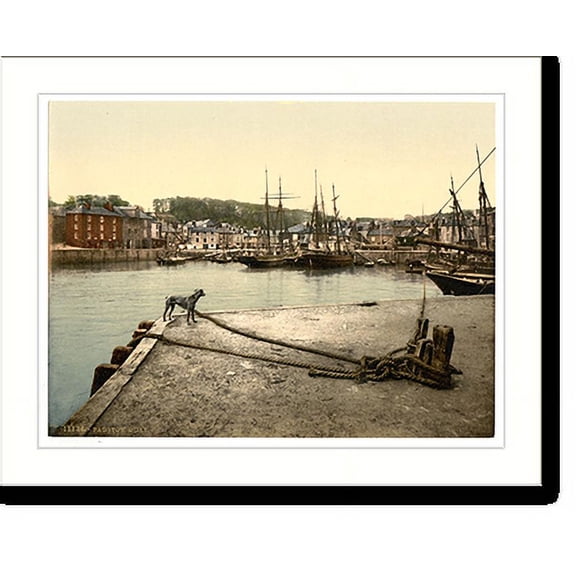 Historic Print, Padstow Quay Cornwall England, 16" x 20"