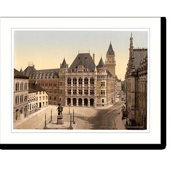 Historic Print, Palace of Justice Bremen Germany, 16" x 20"
