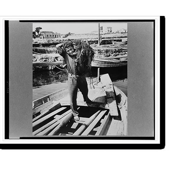 Historic Print, Palermo (vicinity), Sicily. Fishermen with nets, 16" x 20"