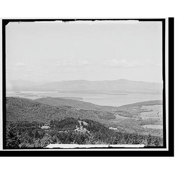 Historic Print, Panorama from Mt. Belknap, Lake Winnipesaukee, N.H. - 4, 18" x 24"