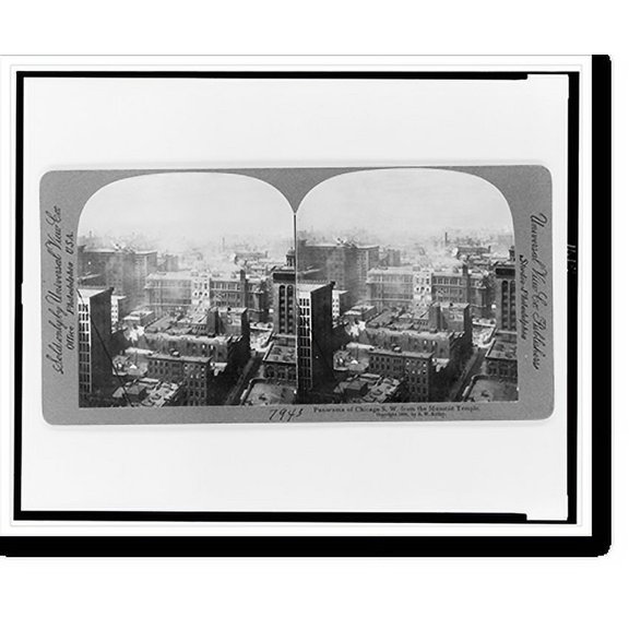 Historic Print, Panorama of Chicago S.W. from the Masonic Temple, 18" x 24"
