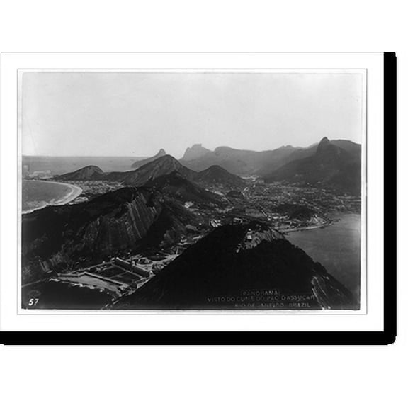 Historic Print, Panorama of Rio de Janeiro, Brazil, 16" x 20"
