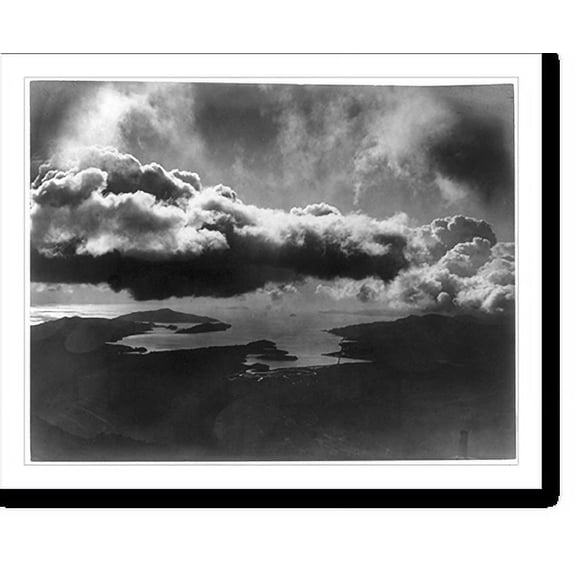 Historic Print, [Panoramic bird's-eye view of harbor of Ponce, Puerto Rico, showing sun shining through mass of cumulo-nimbus clouds], 16" x 20"