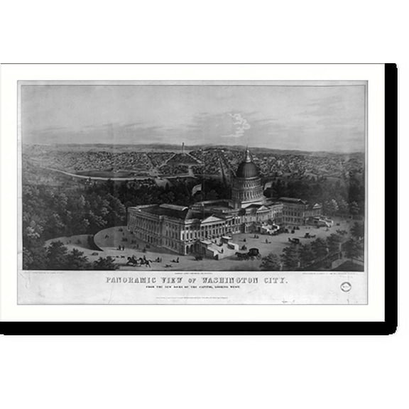 Historic Print, Panoramic view of Washington City from the new dome of the Capitol, looking west.drawn from nature by Edwd. Sachse., 18" x 24"