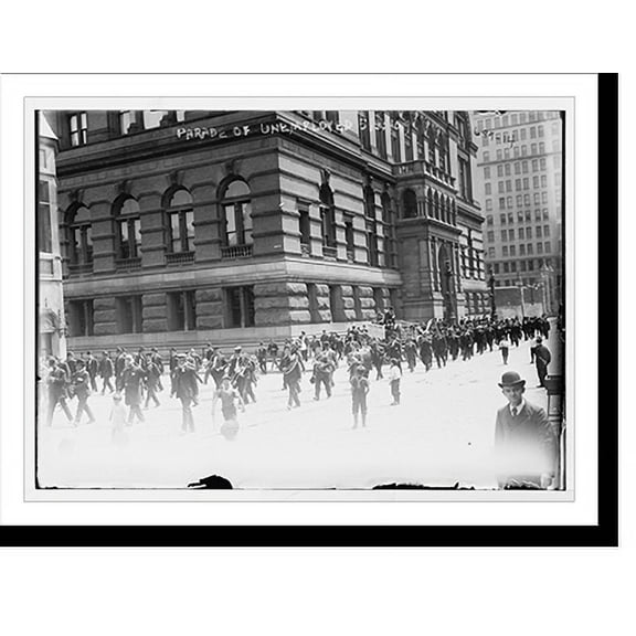 Historic Print, Parade of unemployed, marchers and band, New York, 18" x 24"