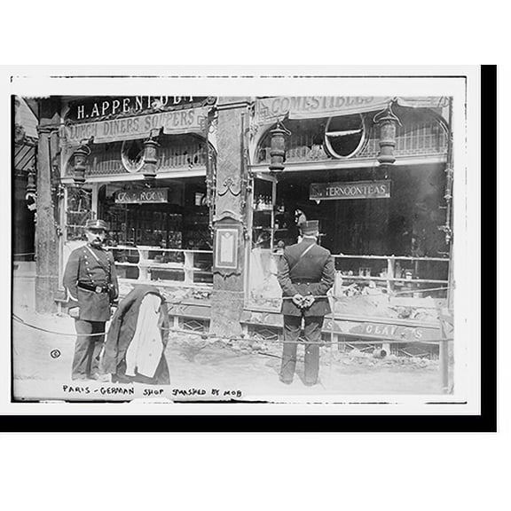 Historic Print, Paris . German Shop smashed by mob, 18" x 24"