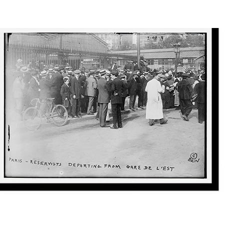 Historic Print, Paris . reservists departing from Gare de L'est, 18" x 24"
