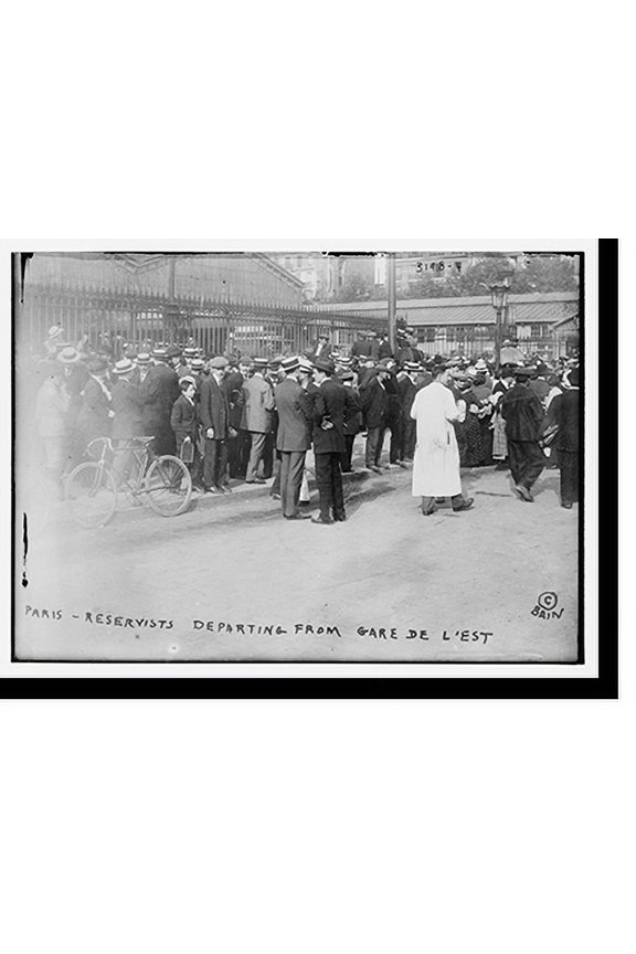 Historic Print, Paris . reservists departing from Gare de L'est, 18" x 24"
