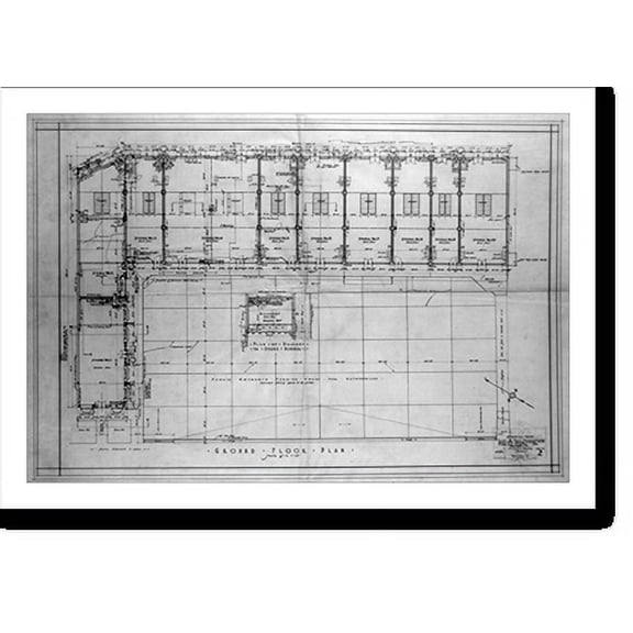 Historic Print, [Park & Shop drive-in stores for Shannon & Luchs, Connecticut Avenue between Ordway and Porter Sts. N.W. (Washington, D.C.). Ground floor plan.Arthur B. Heaton, architect., 16" x 20"