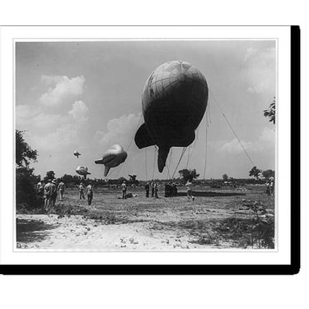 Historic Print, Parris Island, S.C. - Marine Corps barrage balloons, 16" x 20"