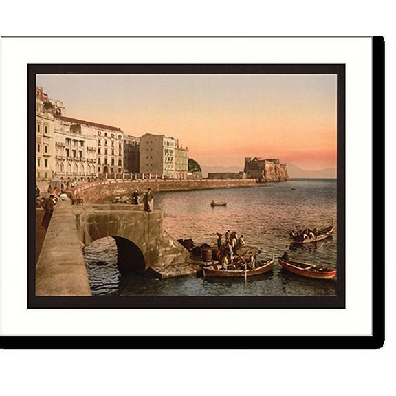 Historic Print, Partenope Street Naples Italy, 16" x 20"