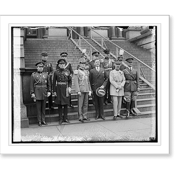 Historic Print, Patrick J. Hurley & military attaches, 3/25/29, 16" x 20"