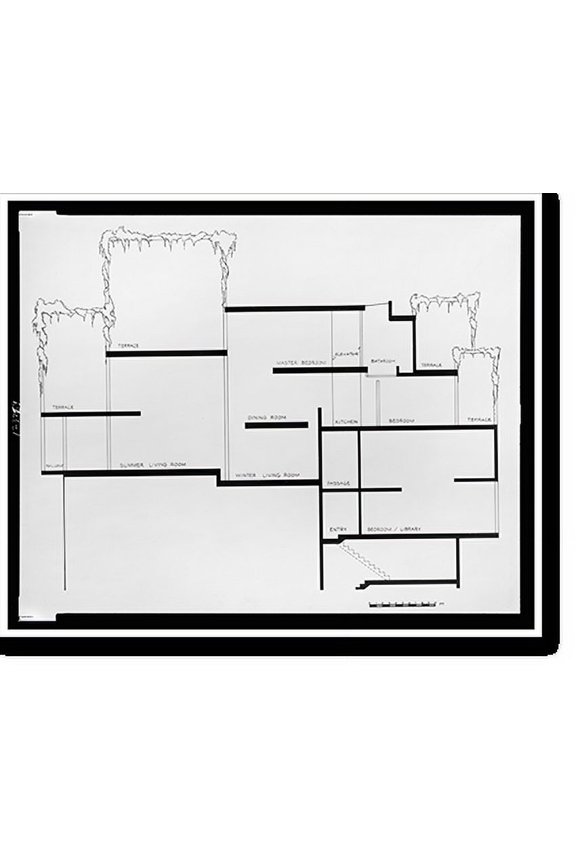 Historic Print, [Paul Rudolph's penthouse apartment, 23 Beekman Place, New York City. Cross section. Photograph], 16" x 20"